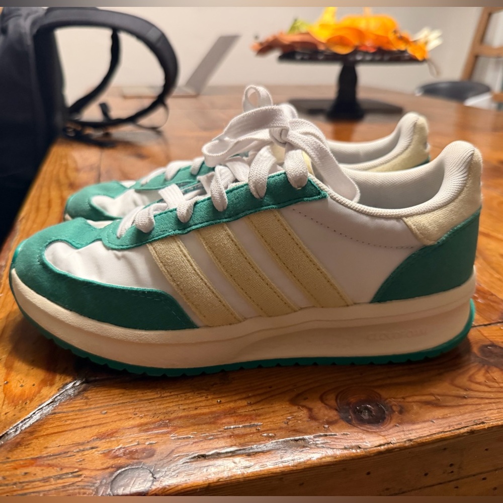 Adidas Classic Green and White Trainers
